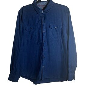 Woolrich Men's Navy Blue Long Sleeve Button-Down Flannel Shirt SZ XL